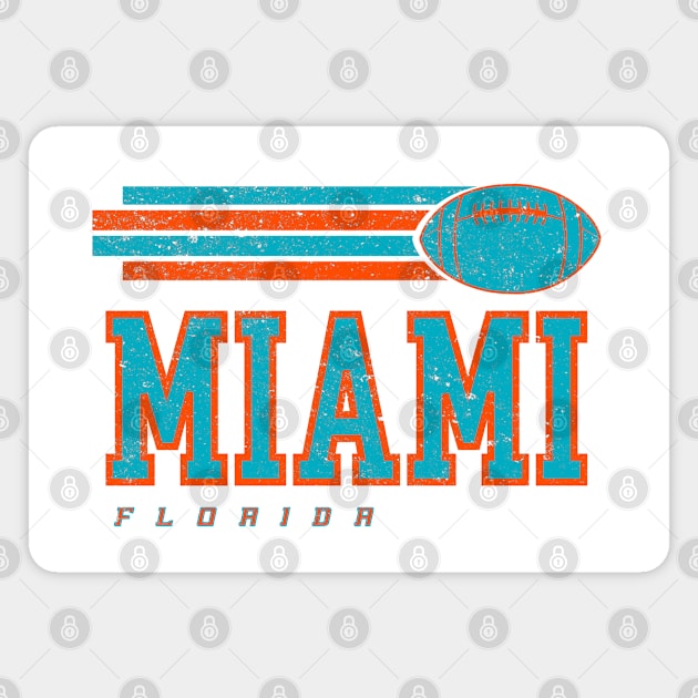 Miami Football Retro Vintage Stripes Magnet by Ruffeli